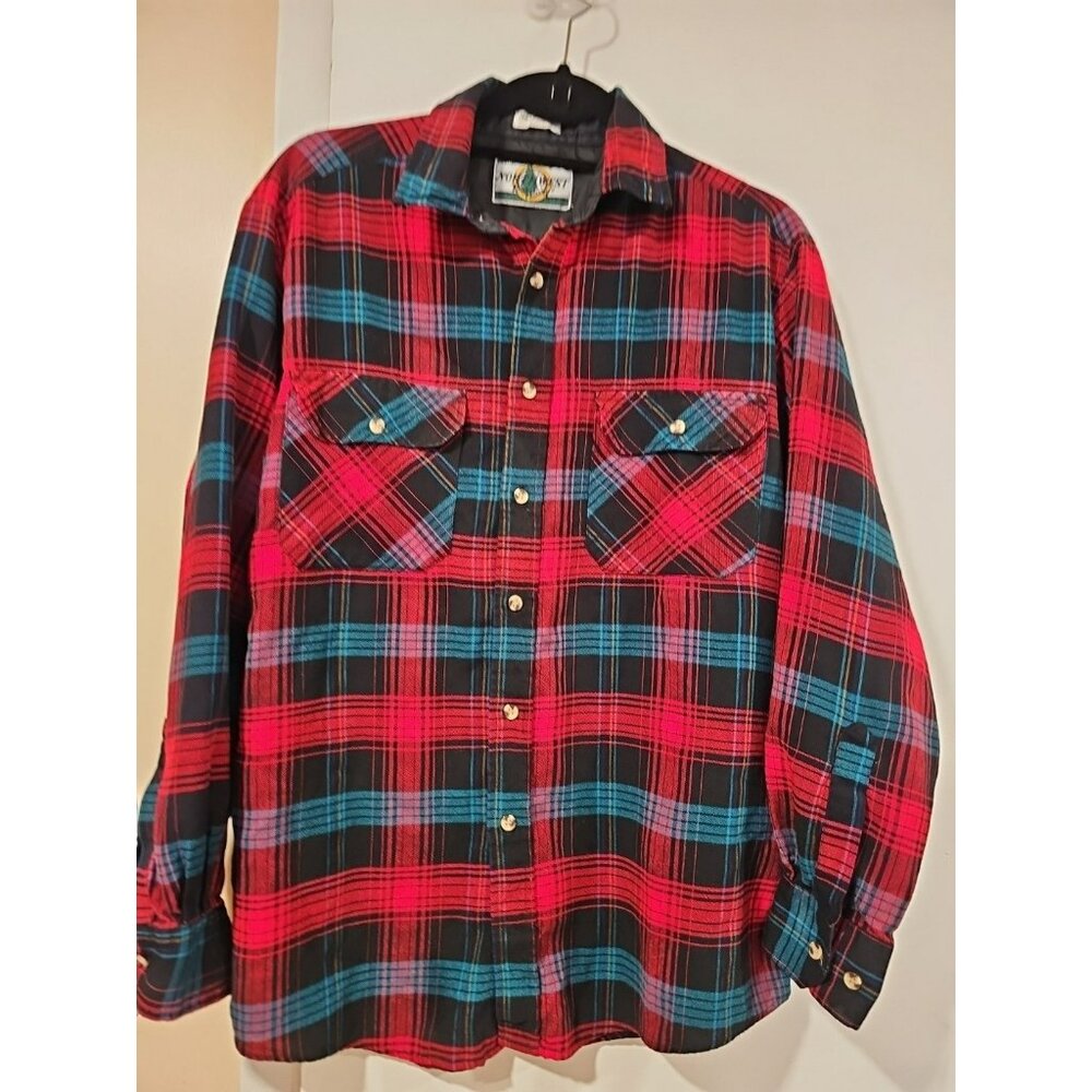 Vintage Northwest Territory Men's Plaid Button Up Long Sleeve Shirt Sz Large Red